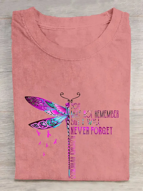 You May Not Remember But I Will Never Forget Dragonfly Alzheimer's Awareness T-shirt