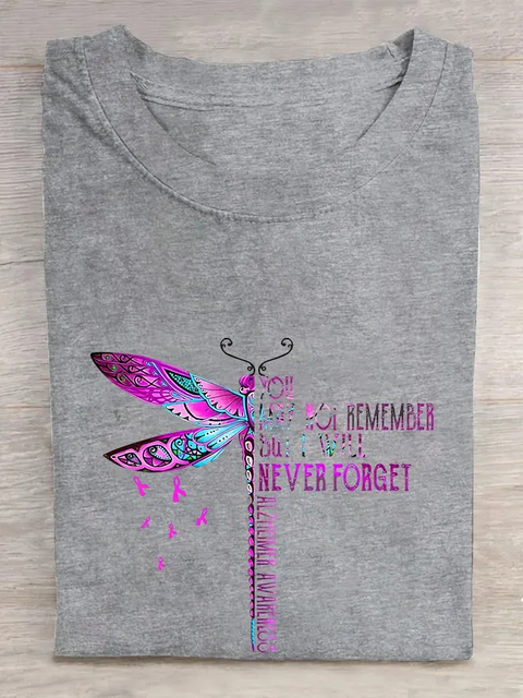 You May Not Remember But I Will Never Forget Dragonfly Alzheimer's Awareness T-shirt