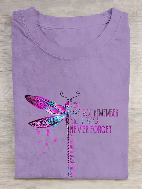 You May Not Remember But I Will Never Forget Dragonfly Alzheimer's Awareness T-shirt