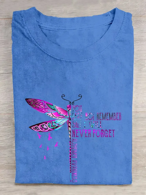 You May Not Remember But I Will Never Forget Dragonfly Alzheimer's Awareness T-shirt