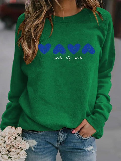 Women's Mental Health Grow Happy Thoughts Printed Casual Sweatshirt