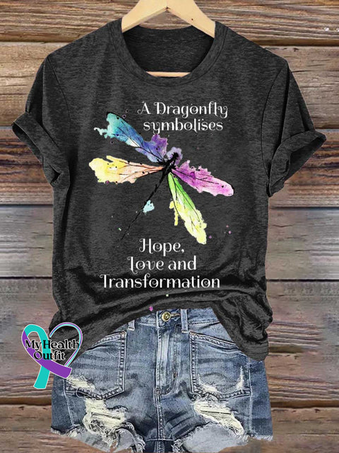 A Dragonfly Symbolises Hope Love and Transformation T-shirt Black / S