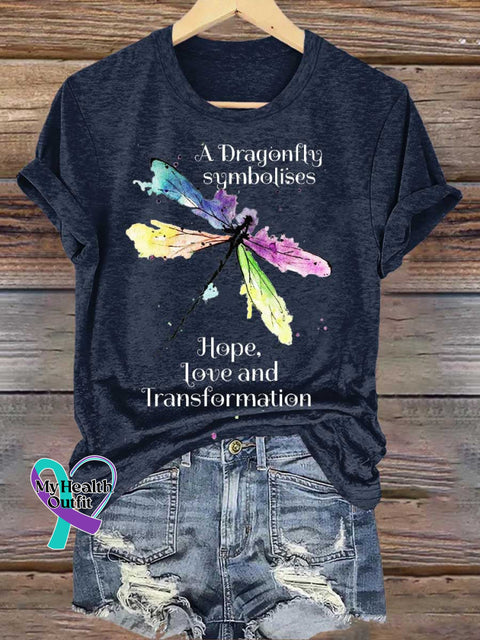 A Dragonfly Symbolises Hope Love and Transformation T-shirt Blue / S