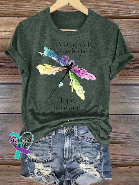 A Dragonfly Symbolises Hope Love and Transformation T-shirt Green / S