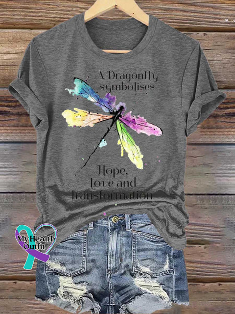 A Dragonfly Symbolises Hope Love and Transformation T-shirt Grey / S
