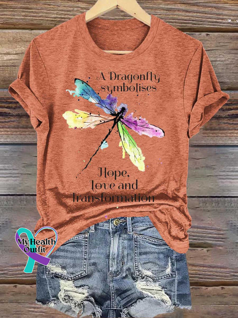 A Dragonfly Symbolises Hope Love and Transformation T-shirt Orange / S