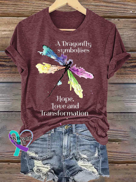 A Dragonfly Symbolises Hope Love and Transformation T-shirt Red / S