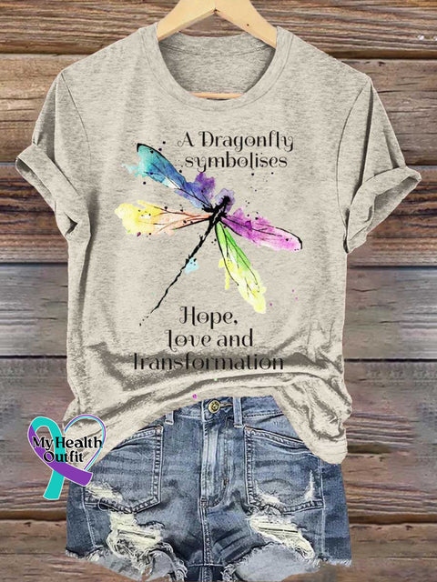 A Dragonfly Symbolises Hope Love and Transformation T-shirt Sand / S