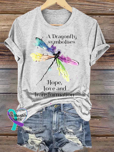 A Dragonfly Symbolises Hope Love and Transformation T-shirt White / S