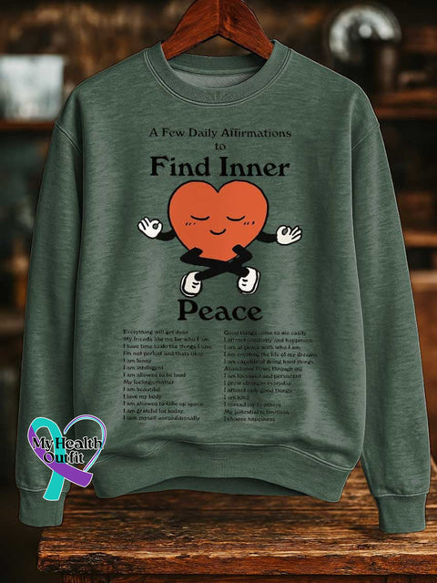 A Few Daily Affirmations To Find Inner Mental Health Awareness Print Casual Sweatshirt Green / S
