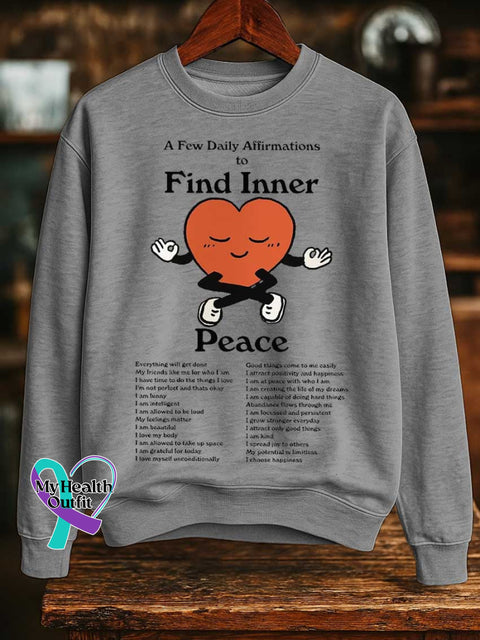 A Few Daily Affirmations To Find Inner Mental Health Awareness Print Casual Sweatshirt Grey / S
