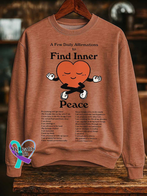 A Few Daily Affirmations To Find Inner Mental Health Awareness Print Casual Sweatshirt Orange / S