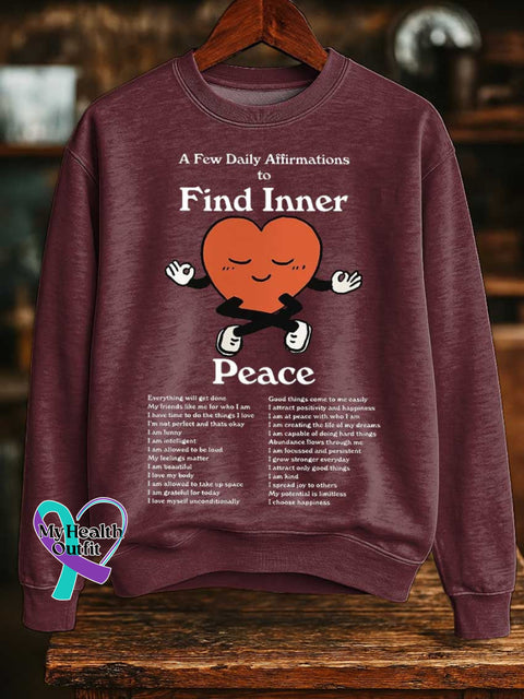 A Few Daily Affirmations To Find Inner Mental Health Awareness Print Casual Sweatshirt Red / S