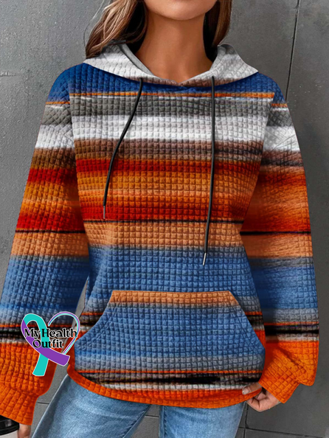 Abstract Loose Casual Sweatshirt Deep Blue / S(6-8)