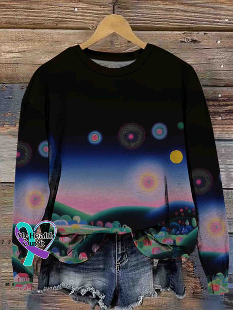 Abstract Star Night Art Sweatshirt Multicolor / S