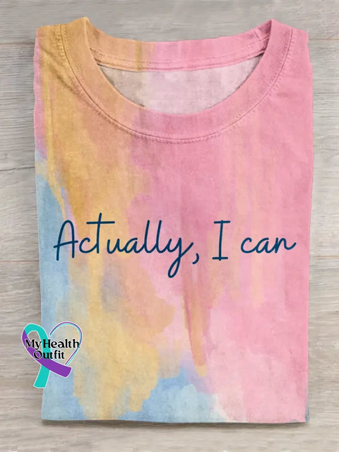 Actually I Can Pattern Art Print Casual Cotton T-shirt Multicolor / S