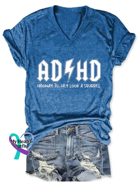 Adhd Awareness Art Casual T-Shirt Blue / S