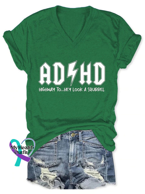 Adhd Awareness Art Casual T-Shirt Green / S