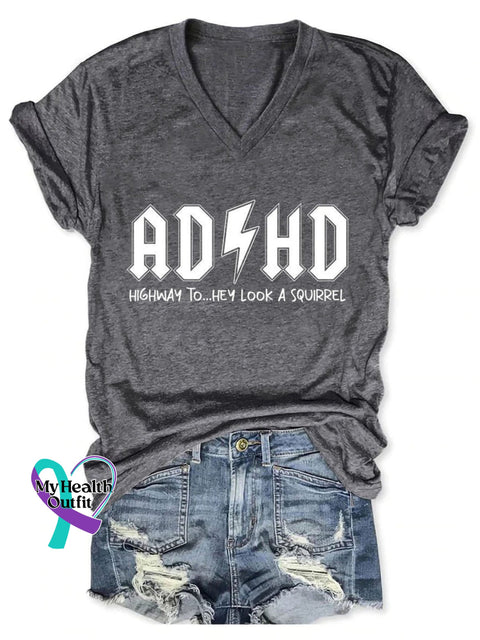 Adhd Awareness Art Casual T-Shirt Grey / S