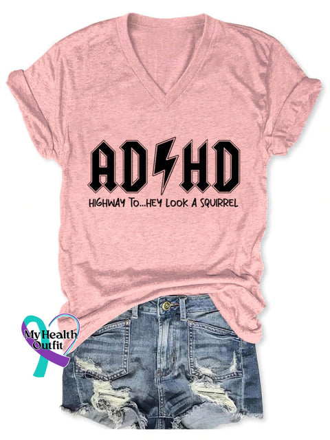 Adhd Awareness Art Casual T-Shirt Pink / S