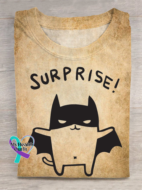Adorable Bat Surprise Art Print T-shirt Khaki / S