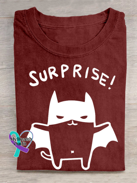 Adorable Bat Surprise Art Print T-shirt Red / S