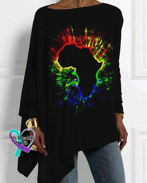 Africa Map Rasta Glow Bat Sleeve T Shirt T-Shirts