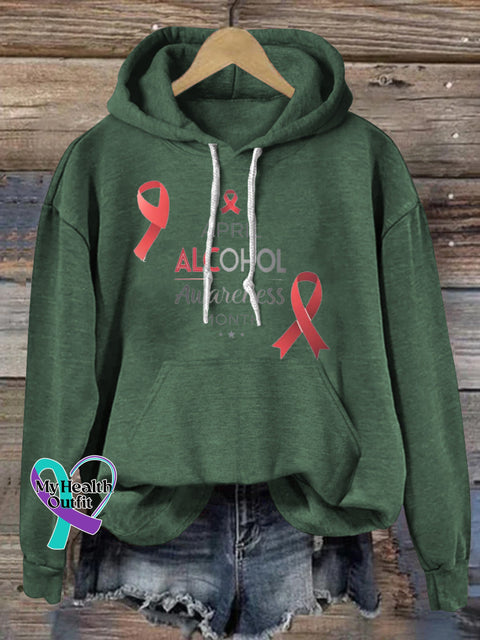 Alcohol Awareness Month Printed Casual Hoodie Green / S