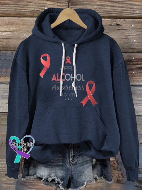 Alcohol Awareness Month Printed Casual Hoodie NavyBlue / S