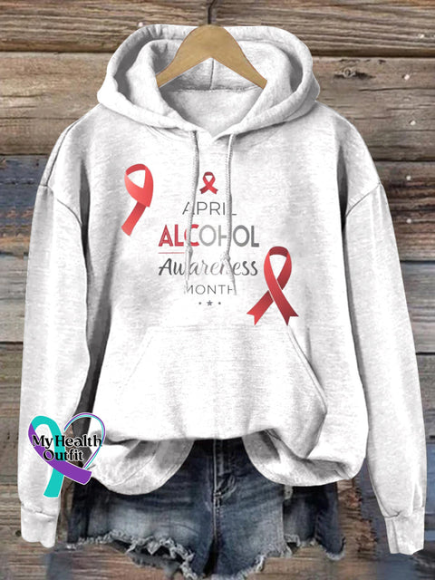 Alcohol Awareness Month Printed Casual Hoodie White / S