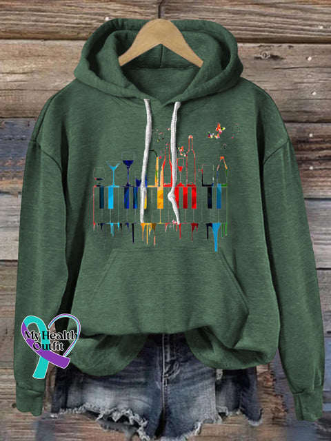 Alcohol Awareness Printed Casual Hoodie Green / S