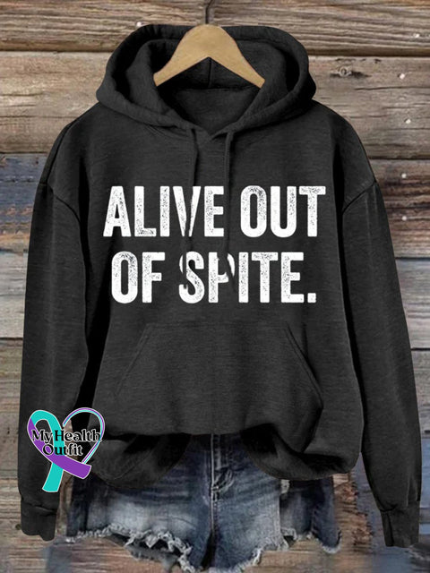 Alive Out Of Spite Mental Health Awareness Art Pattern Print Casual Hoodie Sweatshirt Black / S