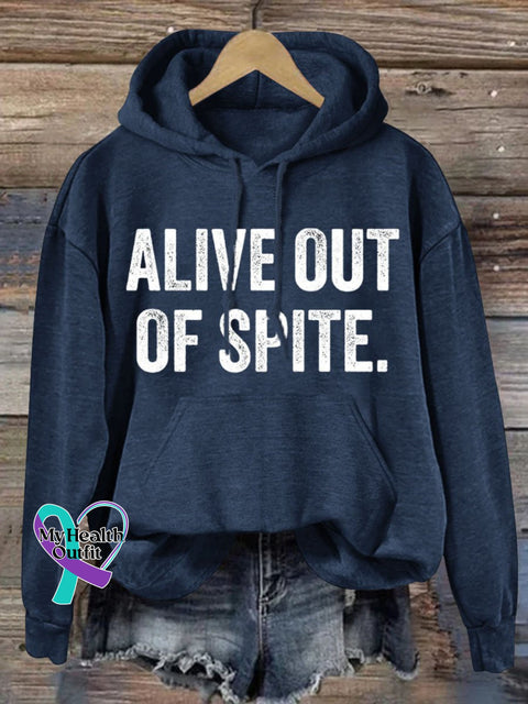 Alive Out Of Spite Mental Health Awareness Art Pattern Print Casual Hoodie Sweatshirt Blue / S