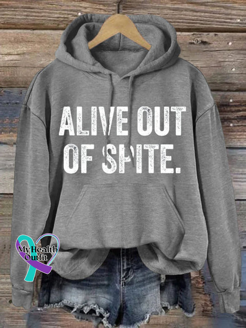 Alive Out Of Spite Mental Health Awareness Art Pattern Print Casual Hoodie Sweatshirt Grey / S