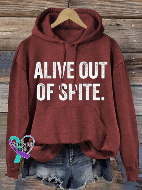 Alive Out Of Spite Mental Health Awareness Art Pattern Print Casual Hoodie Sweatshirt Red / S