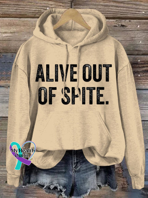 Alive Out Of Spite Mental Health Awareness Art Pattern Print Casual Hoodie Sweatshirt Sand / S