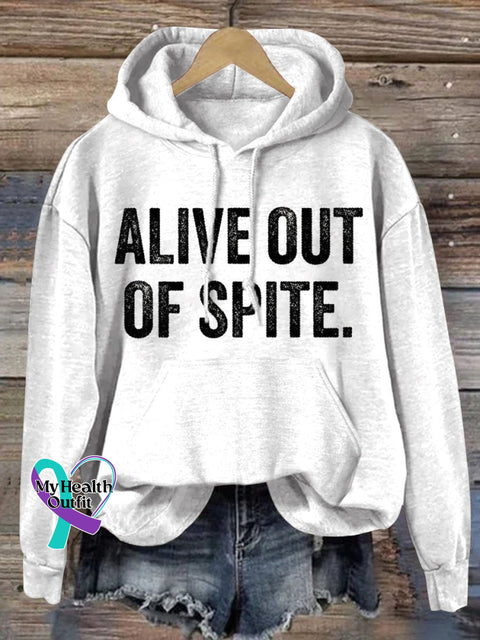 Alive Out Of Spite Mental Health Awareness Art Pattern Print Casual Hoodie Sweatshirt White / S