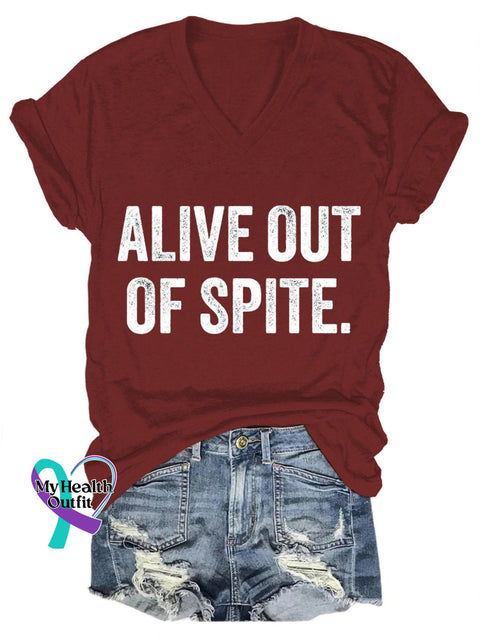 Alive Out Of Spite Mental Health Awareness Art Print Casual T-Shirt Red / S