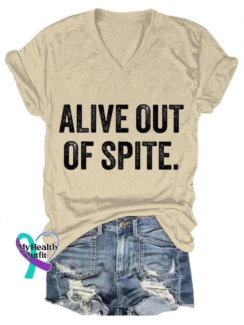 Alive Out Of Spite Mental Health Awareness Art Print Casual T-Shirt Sand / S