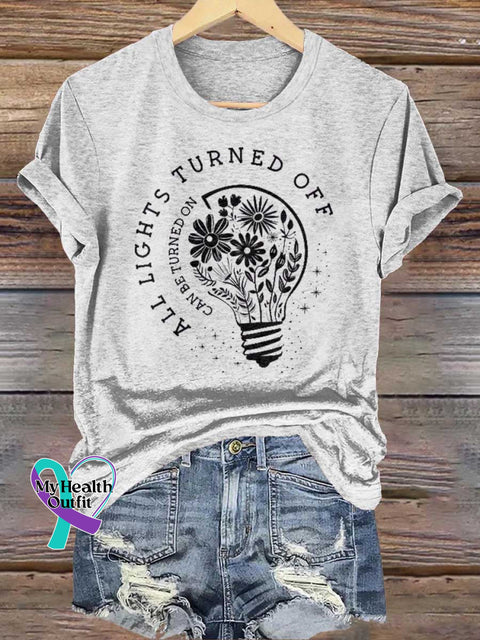 All Lights Turned Off Can Be Turned On Wildflowers You Matter Mental Health Awareness T-shirt White / S