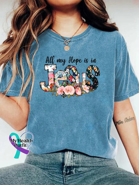 All My Hope Is In Jesus Art T-shirt Blue / S