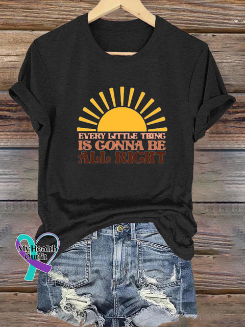 All the Little Things Will Turn Out Well Printed Casual Round Neck Short Sleeve T-Shirt Black / S