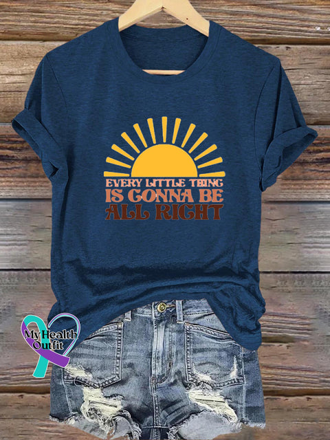 All the Little Things Will Turn Out Well Printed Casual Round Neck Short Sleeve T-Shirt NavyBlue / S