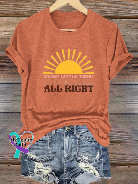 All the Little Things Will Turn Out Well Printed Casual Round Neck Short Sleeve T-Shirt Orange / S