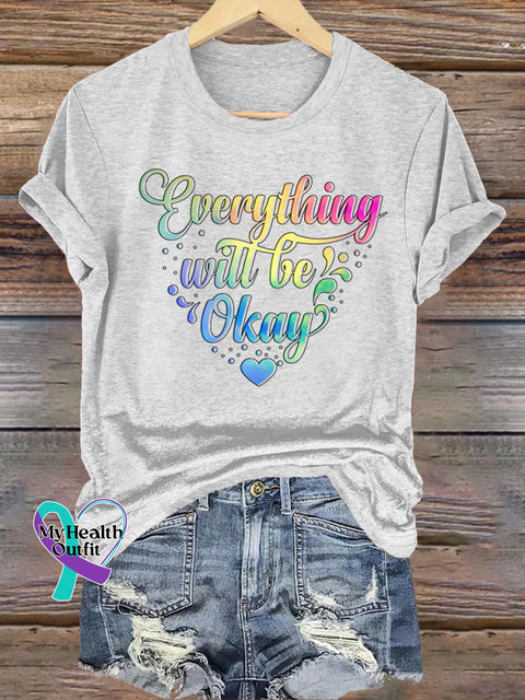 All Things Will Be Okay Printed Casual Crew Neck Short Sleeve T-Shirt White / S