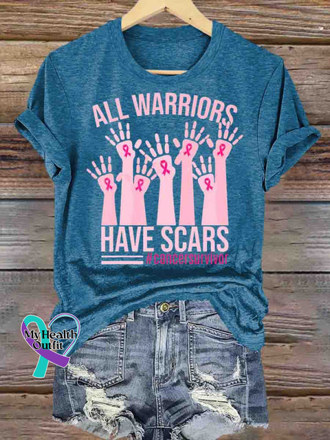 All Warriors Have Scars Art T-shirt Blue / S
