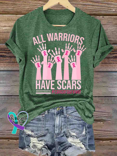 All Warriors Have Scars Art T-shirt Green / S