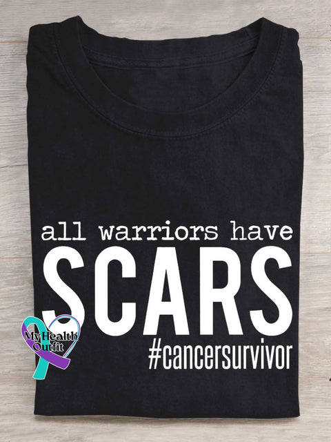 All Warriors Have SCARS Cancer Survivor Breast Cancer Awareness T-shirt Black / S