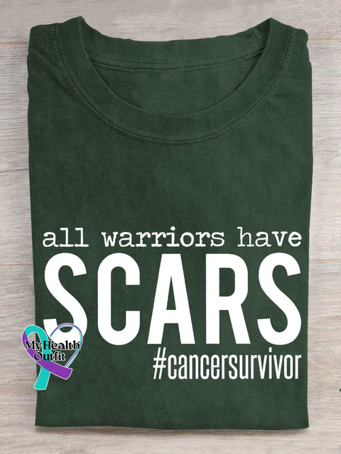 All Warriors Have SCARS Cancer Survivor Breast Cancer Awareness T-shirt Green / S