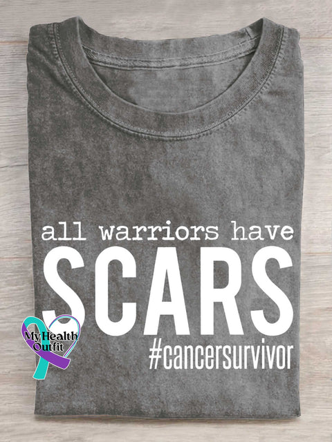 All Warriors Have SCARS Cancer Survivor Breast Cancer Awareness T-shirt Grey / S
